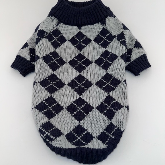 Navy and Gray Argyle Dog Sweater Size Medium—2 Available - Picture 3 of 3
